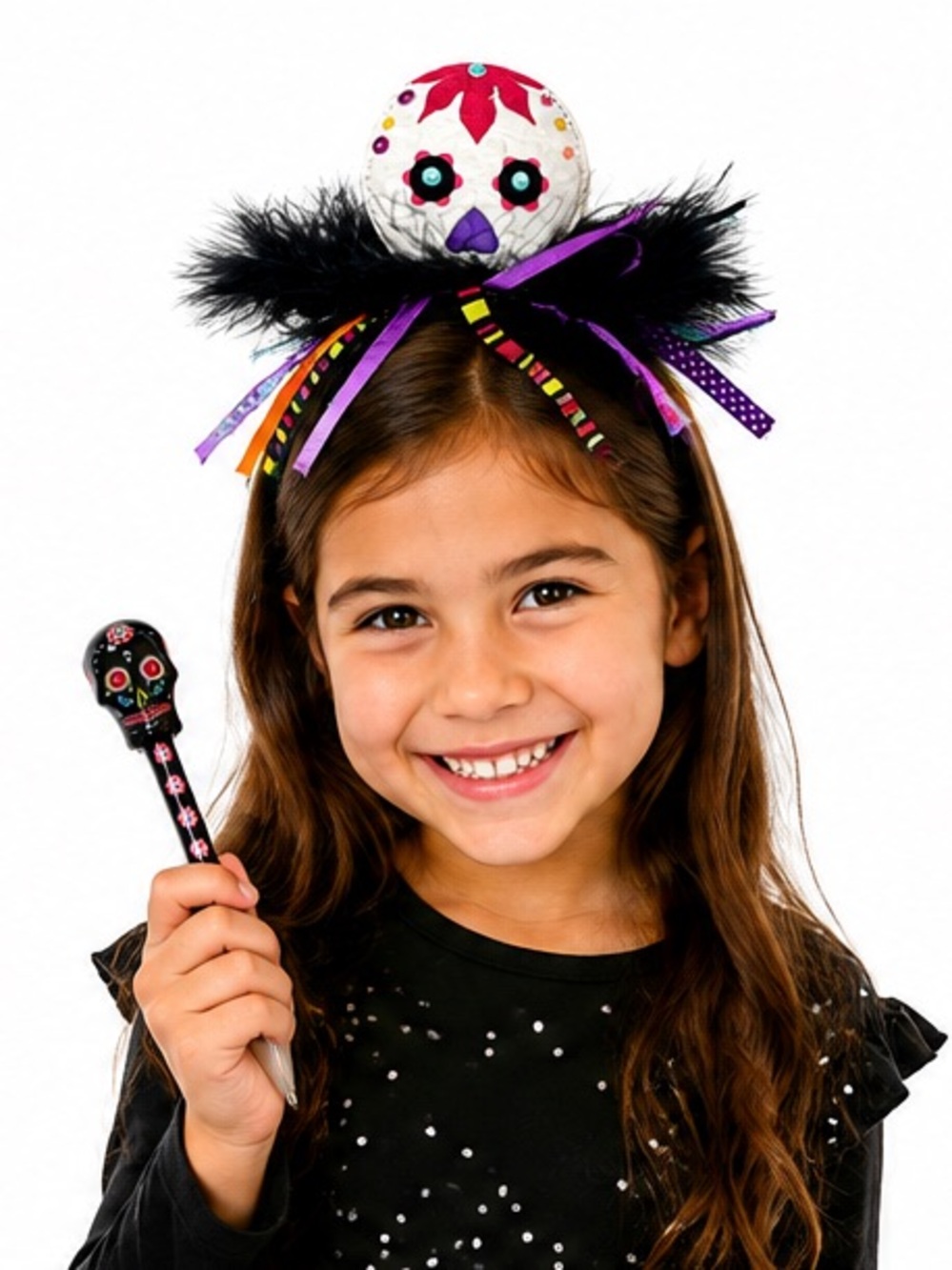 NEW - Claire’s Day of the Dead Skull Headband + Matching Pen Halloween Set